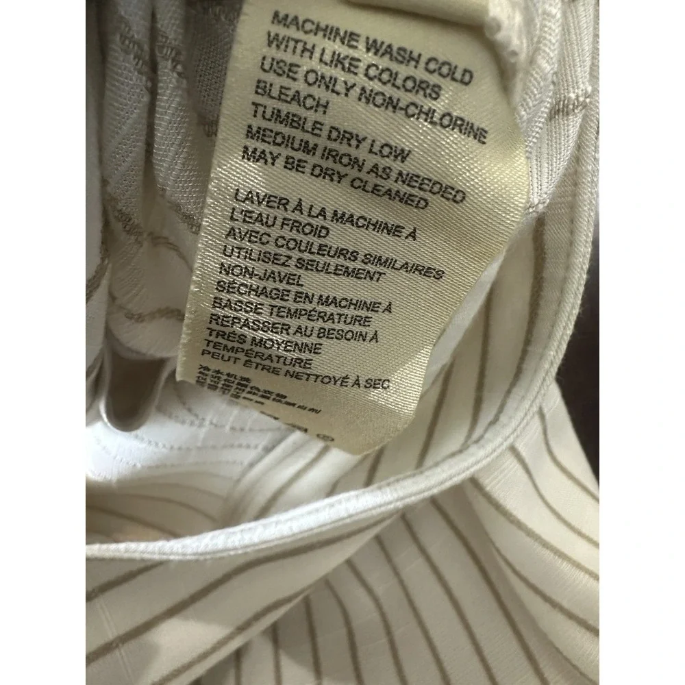 by Anthropologie Buttoned Wide Leg Pants Cream Stripe High Rise Ankle US Size 14 - Picture 10 of 13